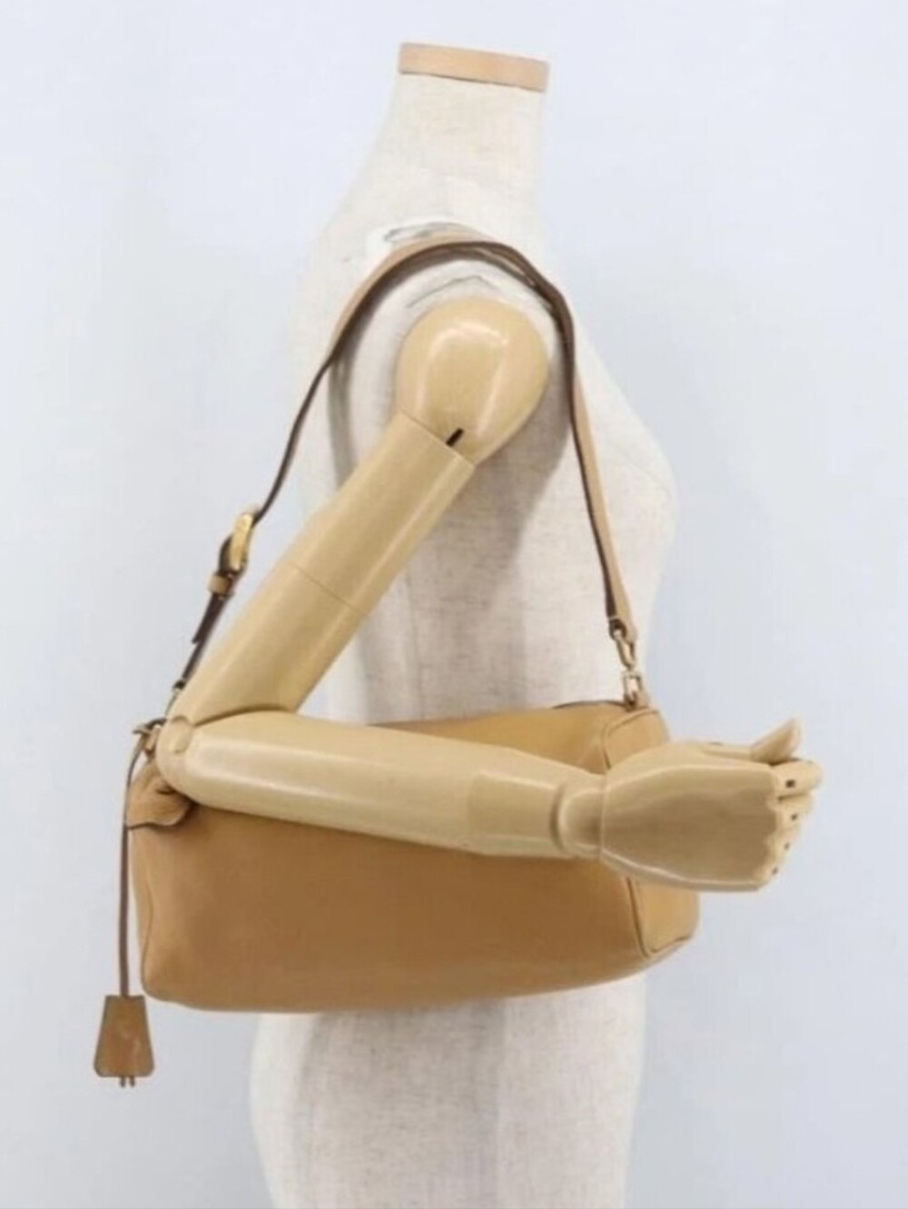 PRADA LEATHER SHOULDER BAG, LOCK, 2KEYS